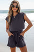 Casual Cool Knit Open Back Cap Sleeve Drawstring Waist Pocket Romper